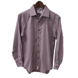 Lorenzo Uomo Dress Shirt Trim Fit Red, White, Blue Men’s Size 15 1/2 (32/33)